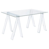 Best Furniture Outlet - Coaster - Amaturo 59-inch Glass Top Acrylic Writing Desk Clear - 801535